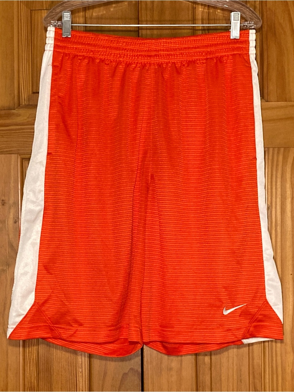 NWOT Nike Basketball Athletic Shorts Long Orange White Men's L Large